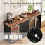 Grande armoire à café de 78,74 po avec espace réfrigérateur, mini armoire réfrigérateur avec rangement, armoire à boissons alcoolisées avec support à vin, prises de courant pour le salon et la cuisine, noir 614589E4B2CD469B81683F76FBD98708