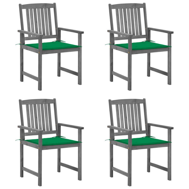 Chaise de patio en acacia avec coussin, Vert, gris