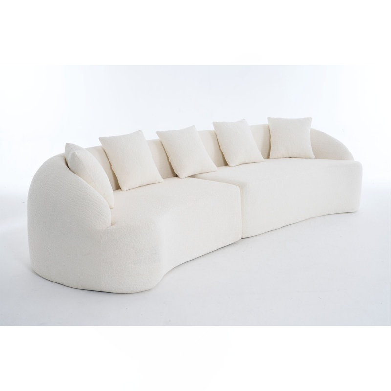 Canapé courbé sans os, modulaire à compression, haute densité, canapé-lit pour salon, salon, appartement, chenille, Blanc
