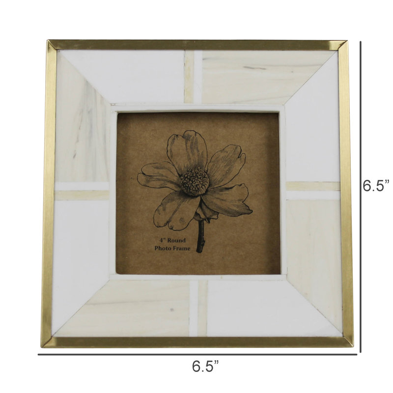Marble Frame, Resin With Brass - 4X4