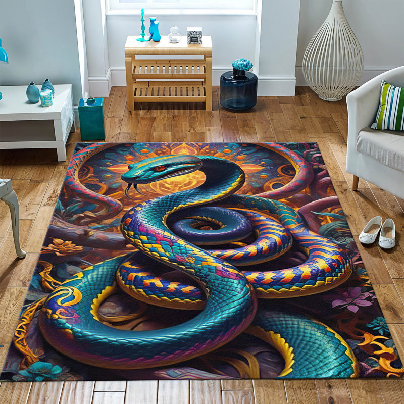 Soft Pile Printed Rug Featuring Intricate Geometric Pattern Ideal for Enhancing Your Living Room or Bedroom Ambiance