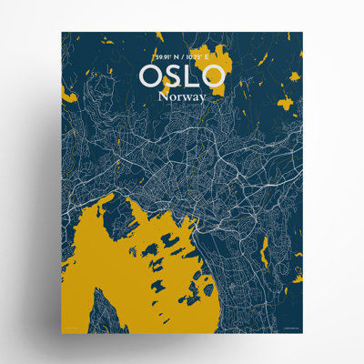 Oslo, carte de la ville, impression