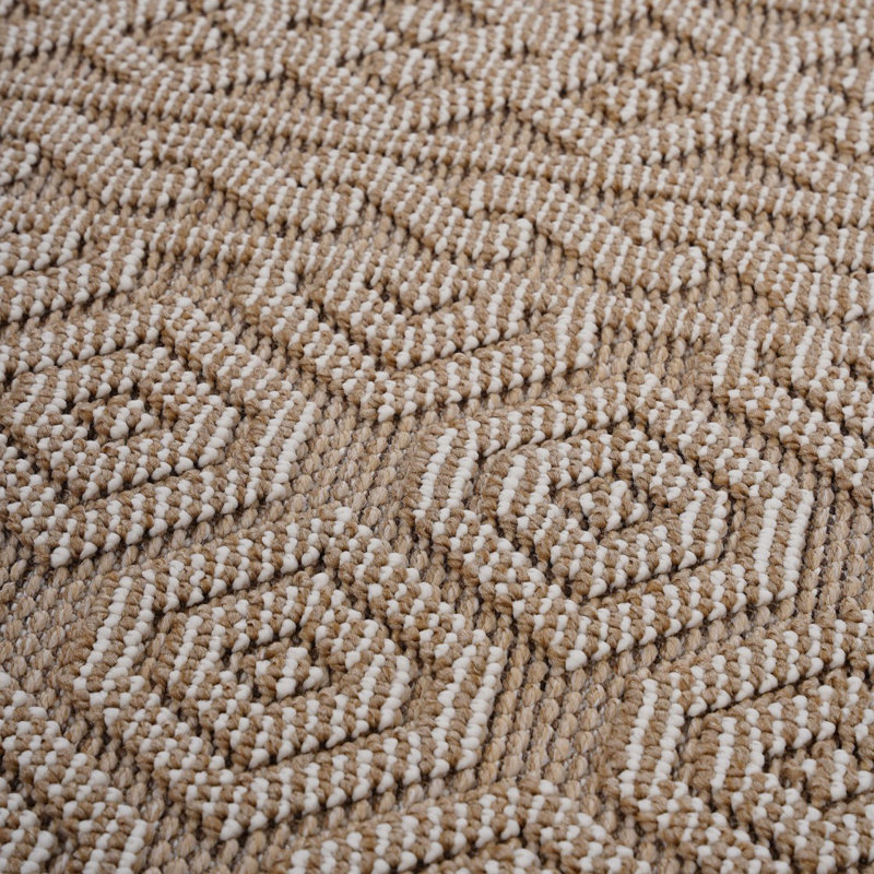 Guros Collection 6X9 Mocha / Geometric Indoor / Outdoor Area Rug, Rectangle 6' x 9'