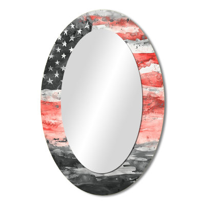 Patriot Us Flag Memories I - Landscapes Oval Decorative Mirror On Metal