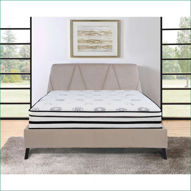 Mattresses, Eastern King 12-Inch Hybrid Mattress – Breathable Quilted Cover, Green Tea Extract, Plush Comfort in a Box | White | Foam+Spring