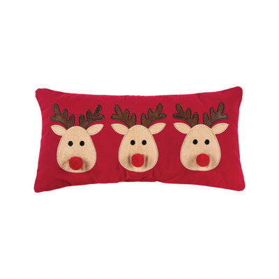 Reindeer Games Applique Christmas Holiday Throw Pillow