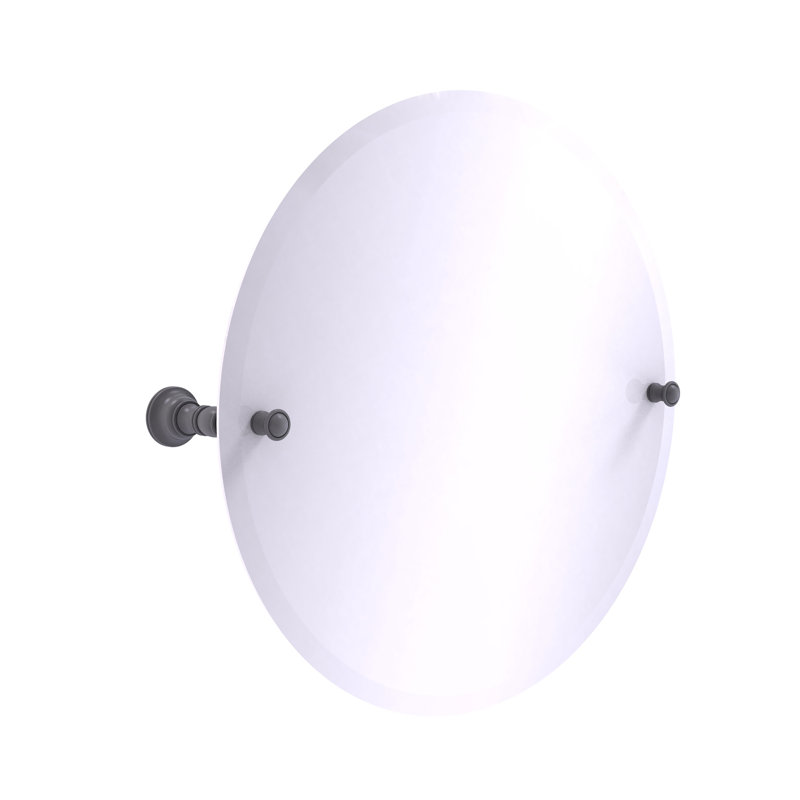 Miroir de meuble-lavabo biseauté sans cadre Freyja, Gris mat, 22" H x 22" W