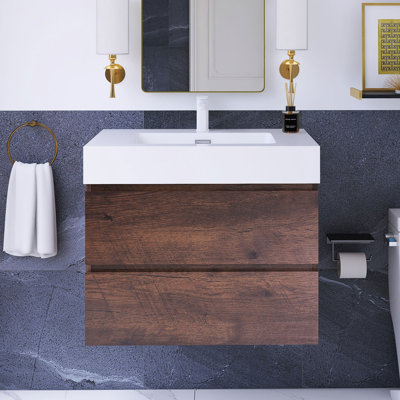 30 po W Meuble-lavabo mural à simple cuve dans le lavabo