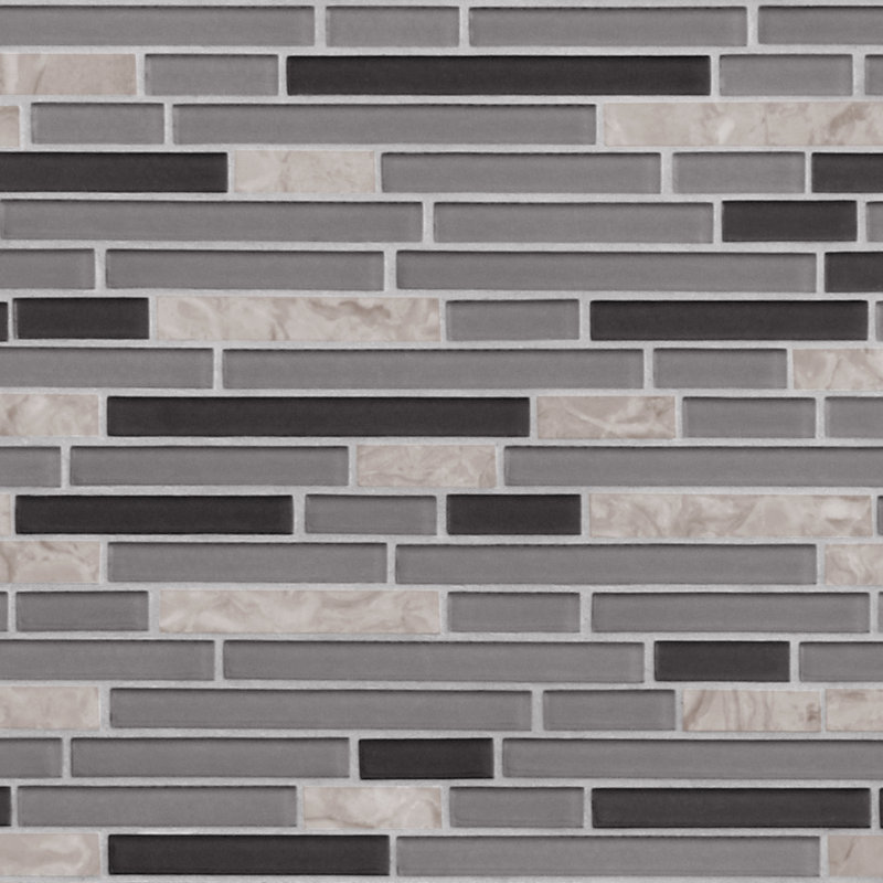 Carreau de mosaïque murale 11,8 po x 12 po, Mélange de noirs