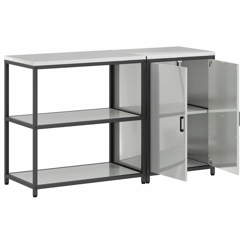  Kitchen Storage Set With Shelf 2 Pcs Sliver 150 X 50 X 92 Cm