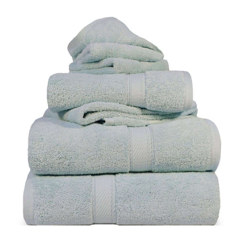 Scotia Egyptian Cotton Bath Towel Set, Sea Foam, 6Pc Towel Set  (2Bath, 2Hand, 2Face)