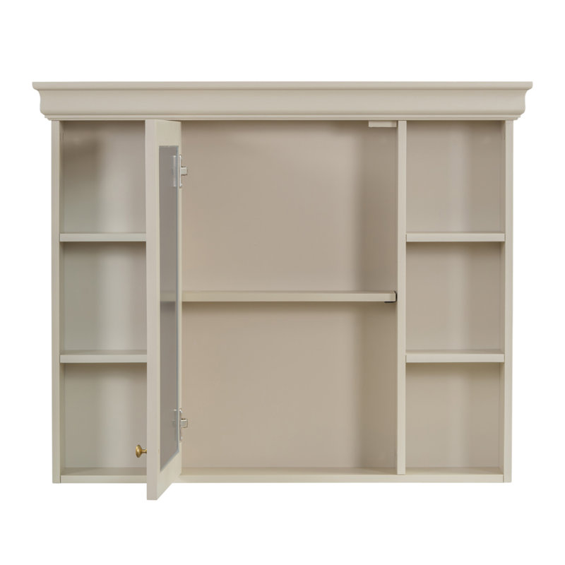 Armoire de rangement murale avec porte miroir, 6 tablettes ouvertes, conception moderne et durable pour un rangement amélioré