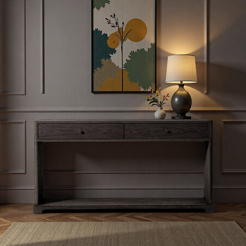 Console rétro style français, H 33,9 po x l 59,8 po x P 14 po, Noir
