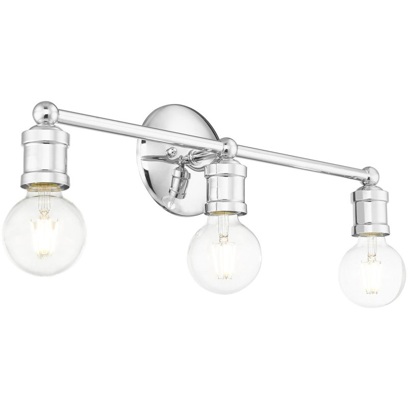Éclairage pour meuble-lavabo moderne 20,25 po | Luminaire à 3 lumières | Matériau de base en acier., Chrome poli