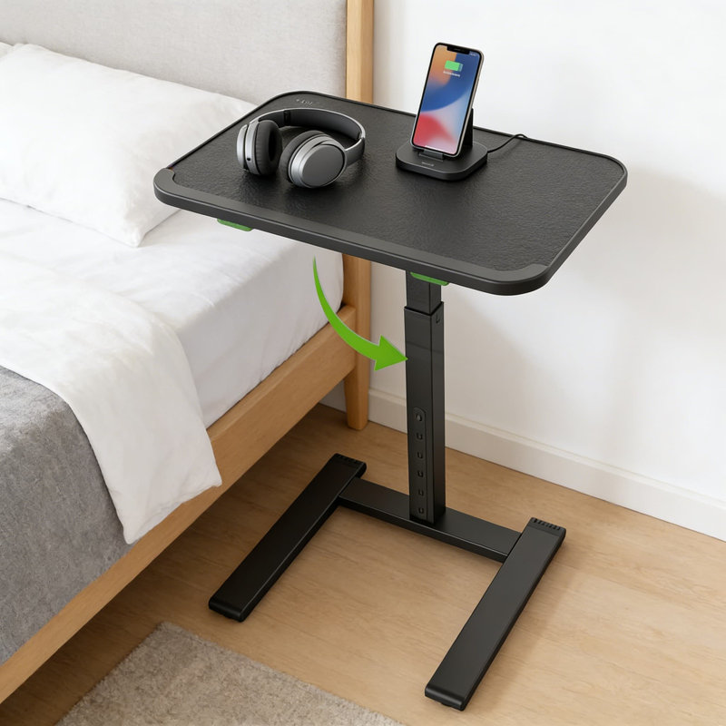 Table-plateau robuste et réglable avec roulettes, bureau d'ordinateur portable pliable pour canapé, lit, fauteuil inclinable, poste de travail mobile à hauteur et angle réglables