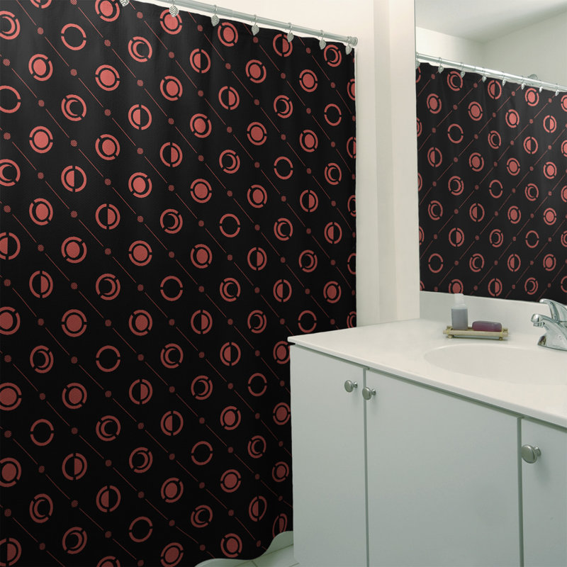 Rideau de douche à phases simples classic moon Noira Gothard, Noir / Rouge