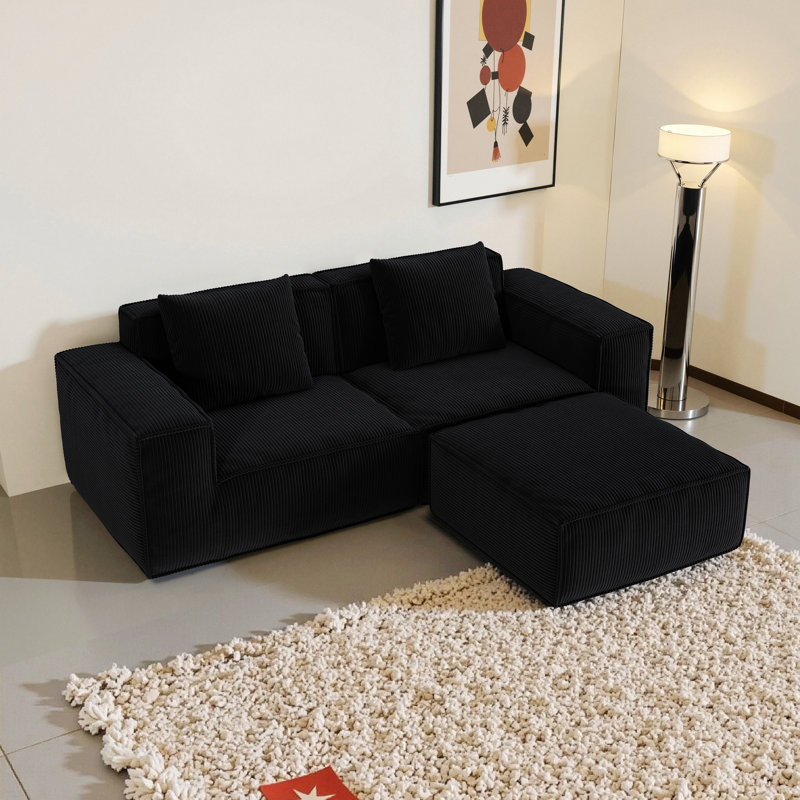 Canapé rembourré, canapé modulaire pour le salon, H 39,39 po x l 86,62 po x P 28,41 po, 3, Noir