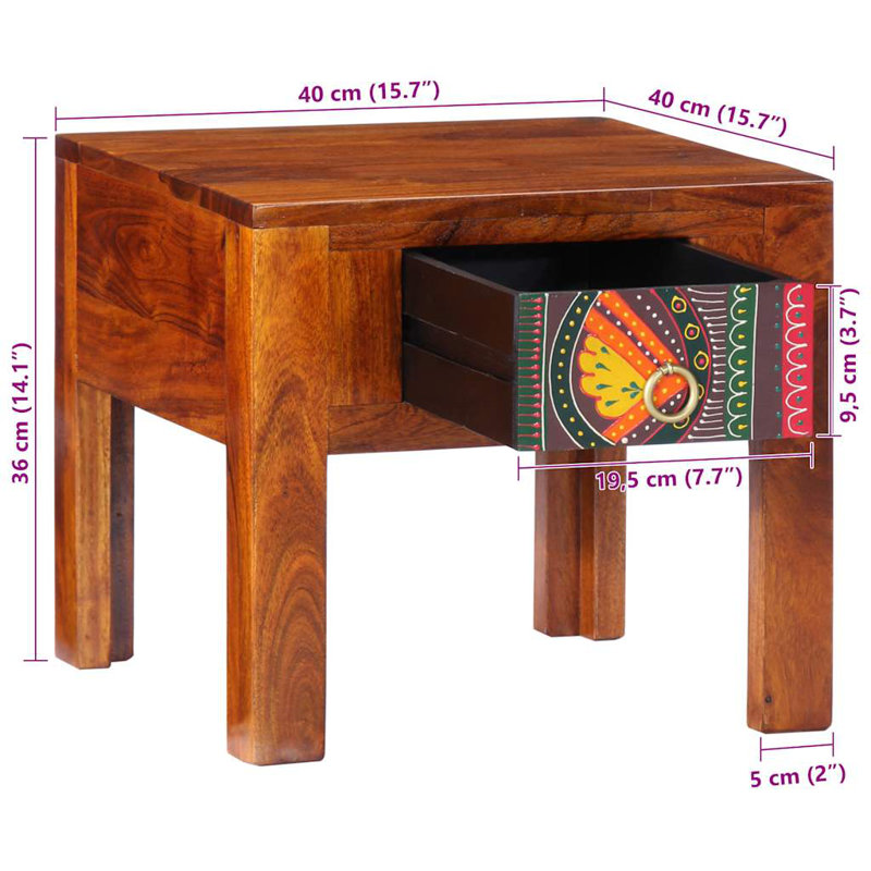 40cm W Solid Wood Bedside Table