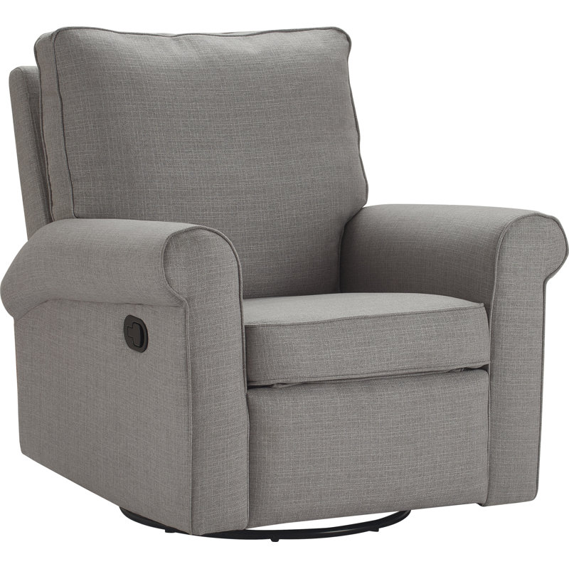 Gray Microfiber Swivel Recliner Chair with Wood Frame