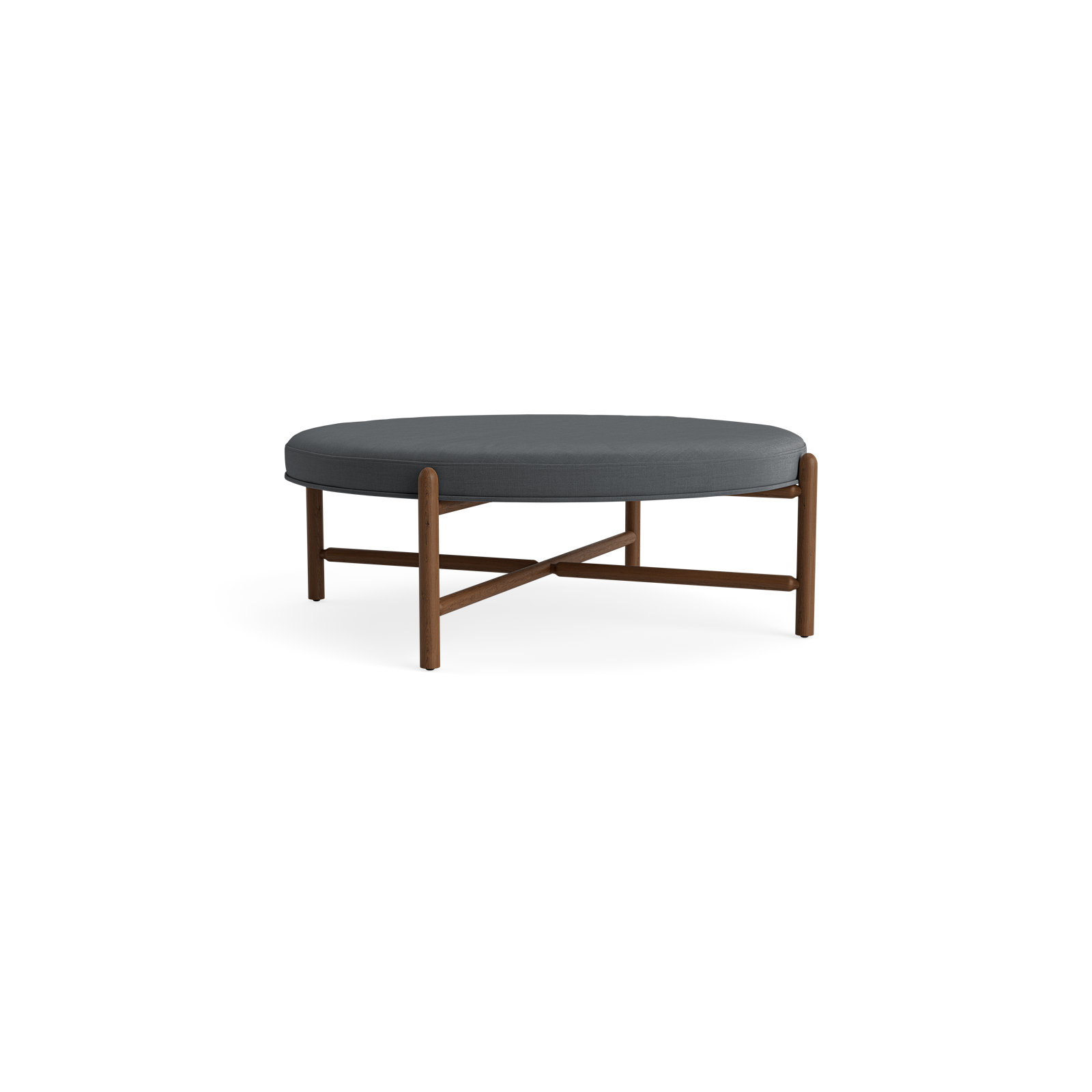 Vane 48" Round Ottoman, Charcoal, Walnut