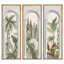 «Elegant Botanical Archway Garden with Palm Trees and Greenery», reproduction d'art sur toile encadrée 3 pièces.