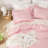 Andency Pink Comforter Set Queen Size, 3 Pieces Solid Pink Ruffle Comforter Set for Queen Bed, All Season Vintage Rustic Soft Microfiber Bedding Set for Women Girls-124610435-124610444
