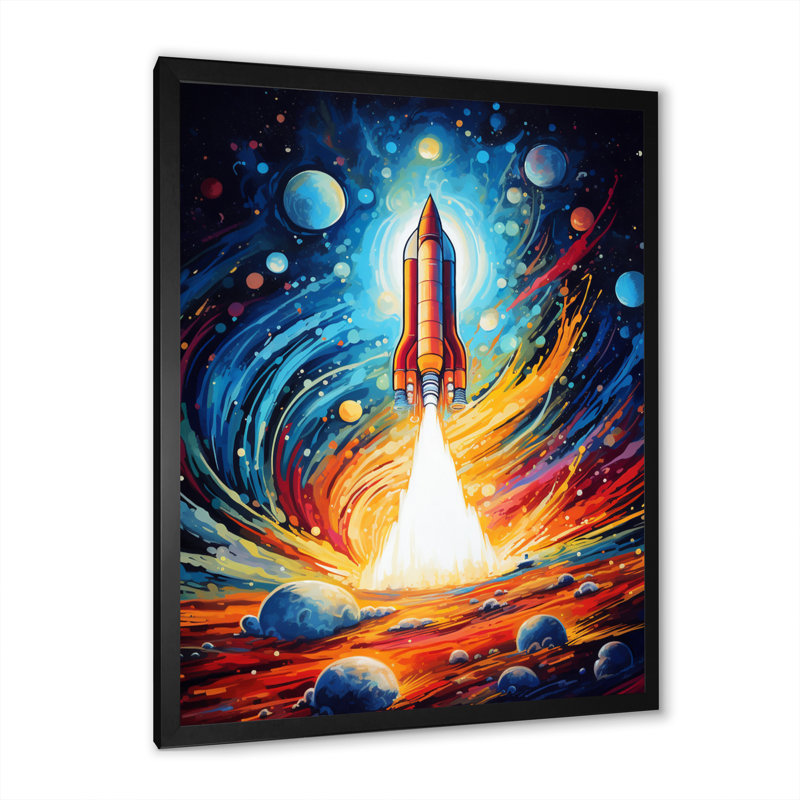 Rocketship Stellar Voyage III - salon d'art mural Rocketship, H 44 po x l 34 po x P 1,5 po, Cadre photo noir