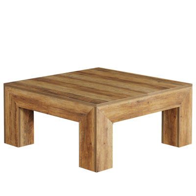39.37" Farmhouse Rustic Brown Square Coffee Table For Living Room