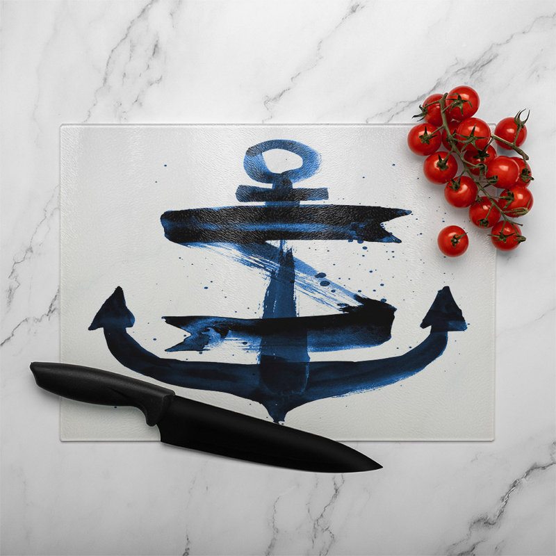 Watercolour Anchor Glass Chopping Board