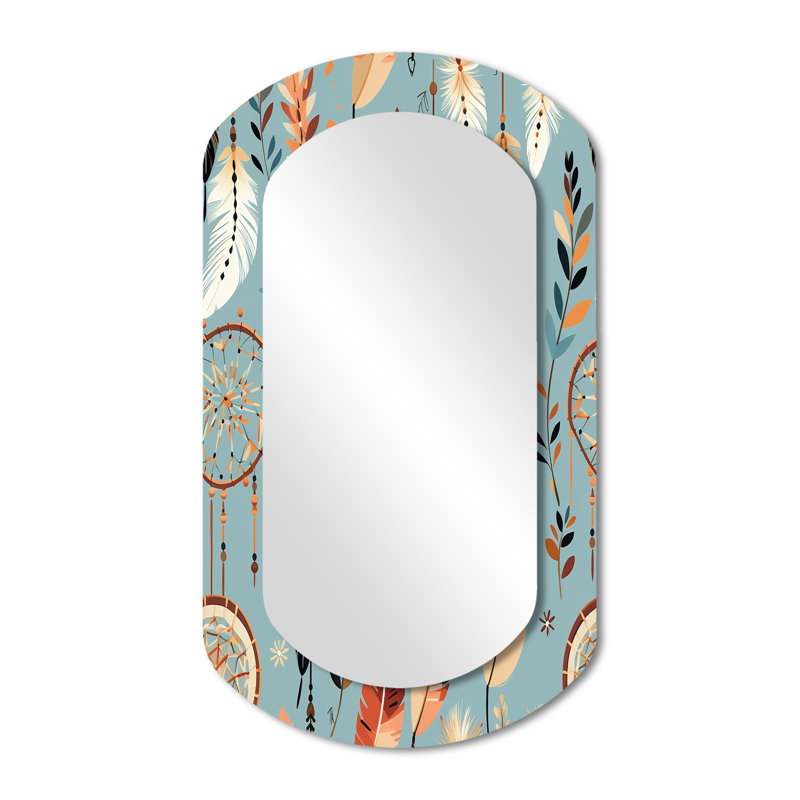 Motif boho de Liz Dreamcatchers - miroir mural bohème asymétrique, 43 po x 23 po