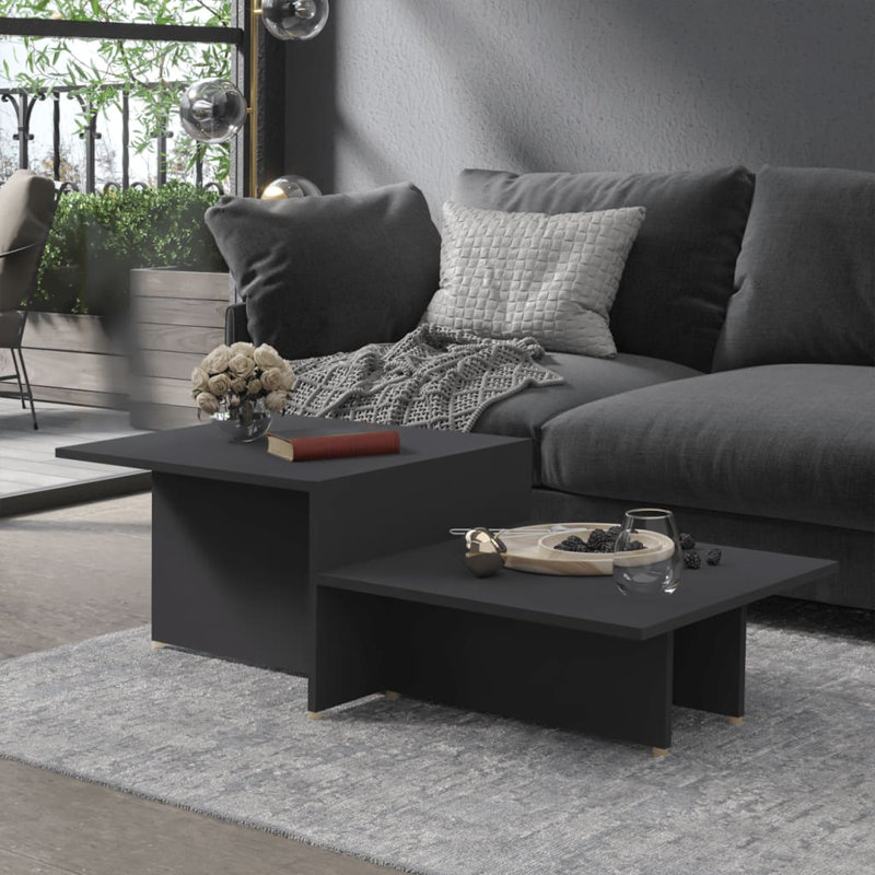 Table basse simple avec rangement en bois manufacturé Aimani, Gris, Gris