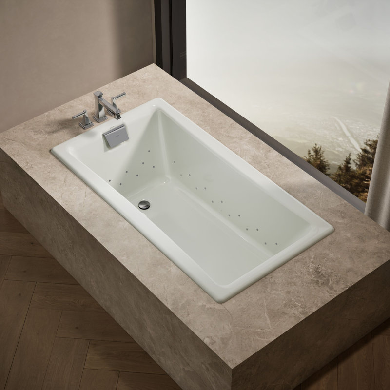 Baignoire tourbillon en fonte émaillée avec chauffe-eau 60 po x 32 po Tea-for-Two, Dune, Polished Chrome