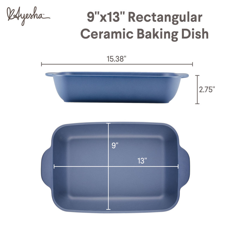 Anchor Blue Ceramic Rectangular Baking Dish, 9 x 13 Inch