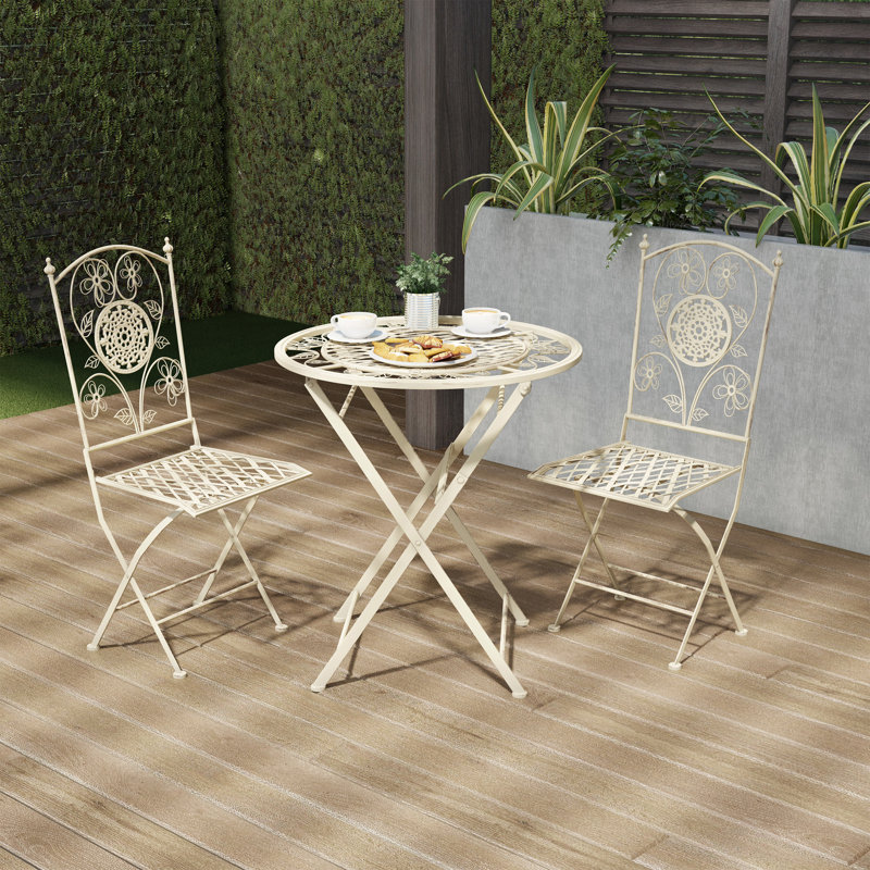 2 - Person Patio Dining Set with Round Table , Cushions Included