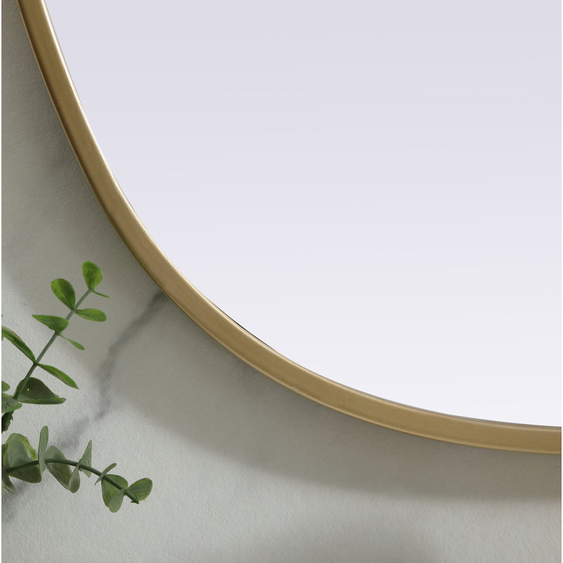 Sabine Metal Curved Oval Wall Mirror, 30" x 20", Brass