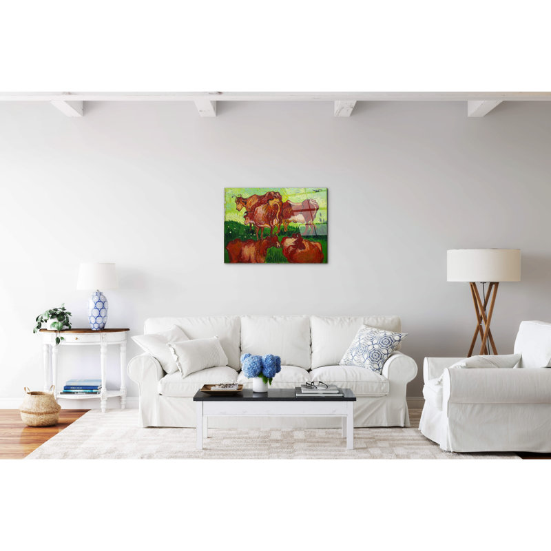 Les vaches by Van Gogh Vincent 57cm H X 76cm W CrystalArt Material Acrylic Glass Effect, Frameless Panel Lightweight Ready to Hang