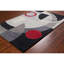 Tapis géométrique abstrait en laine touffeté à la main noir, gris et rouge Willa Authentic