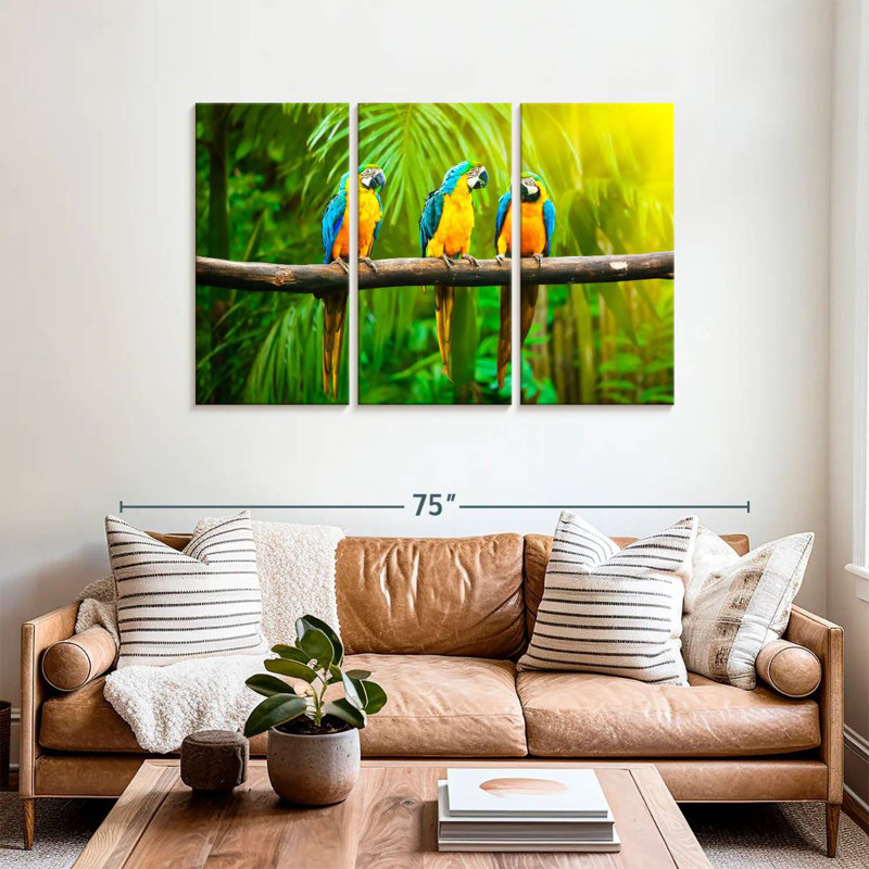 Brampt Blue And Yellow Macaws, 36" H x 57" W