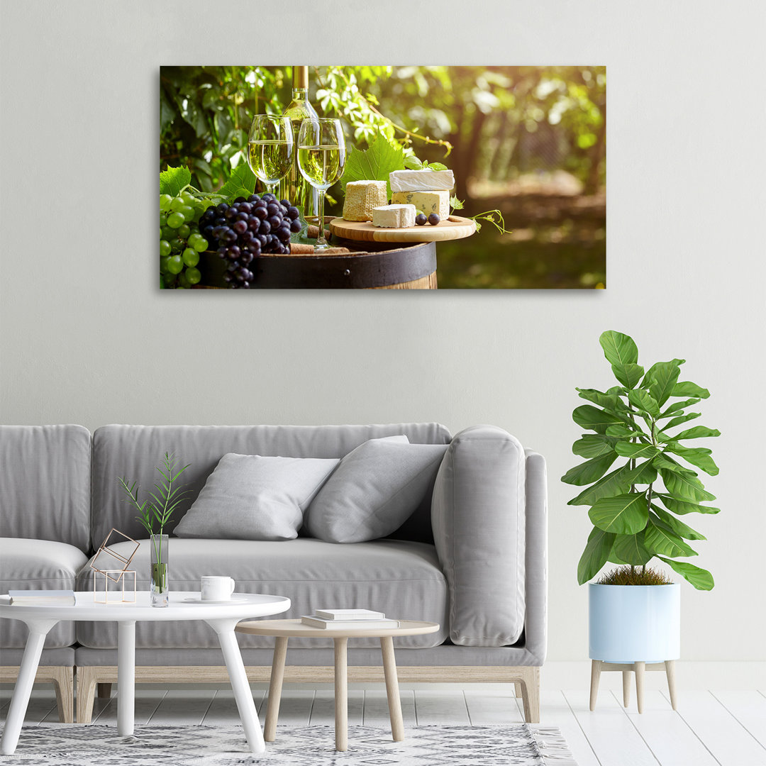 Wein und Snacks - Kunstdrucke auf Leinwand - Wrapped Canvas