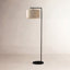Lampe sur pied à DEL noire 60 po avec abat-jour tambour en tissu brun clair Montage Ampoule incluse-266565201-183064410