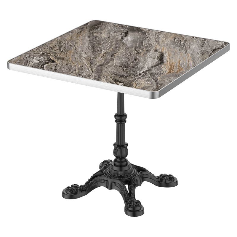 Table de jardin carrée en pierre frittée avec piètement robuste en fonte, 29.53" H x 31.5" W x 31.5" D