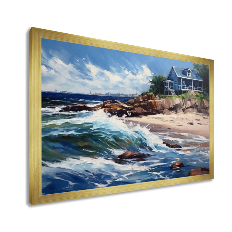 Beach House Tranquility III, reproduction d'art sur toile, H 12 po x l 20 po x P 1 po, Encadrement doré