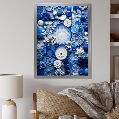 «Blue and White Botanical Tiles III» - art mural botanique