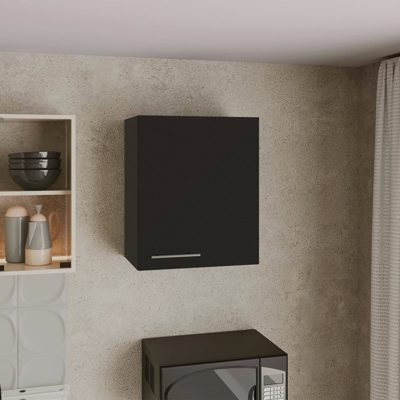 Armoire murale H 23,6 po avec 1 porte et 2 tablettes, Noir