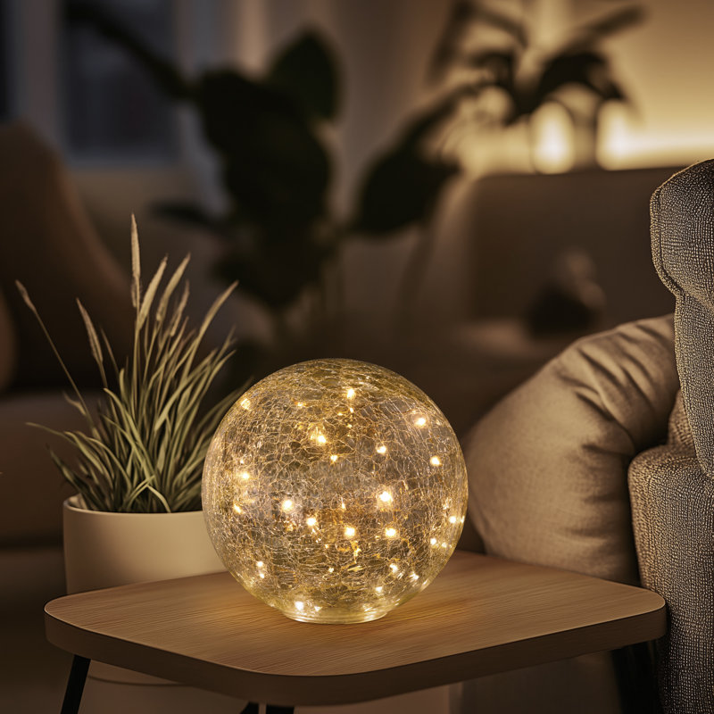 Kingsbridge Portable Glass Globe Lamp, 6" H x 6" W x 6" D