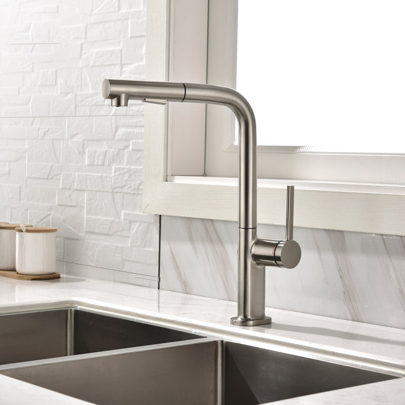 Destro Pull Out Single Handle Kitchen Faucet, Black