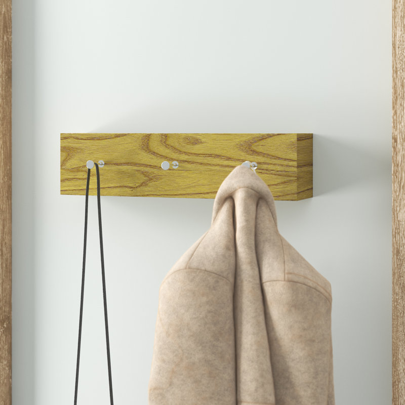 Solid Wood Wall 3 - Hook Coat Rack, Oak