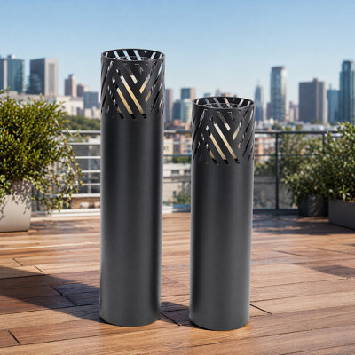 Tall Metal Lanterns for Garden - Decorative Outdoor Lighting Set with Candles & Mediterranean Flair