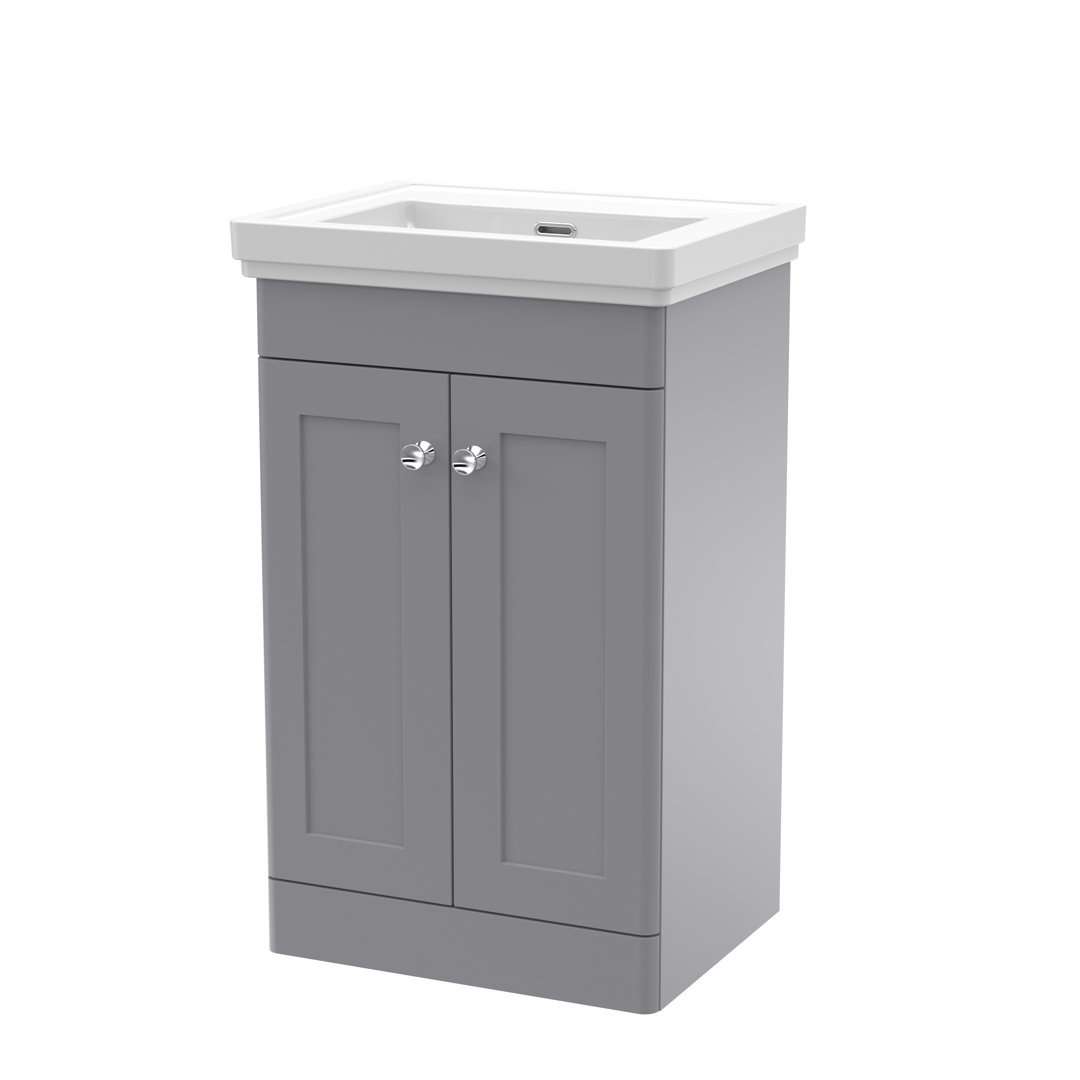 nuie Classique Floor Standing Vanity Unit - Satin Grey - 500mm - Image 3