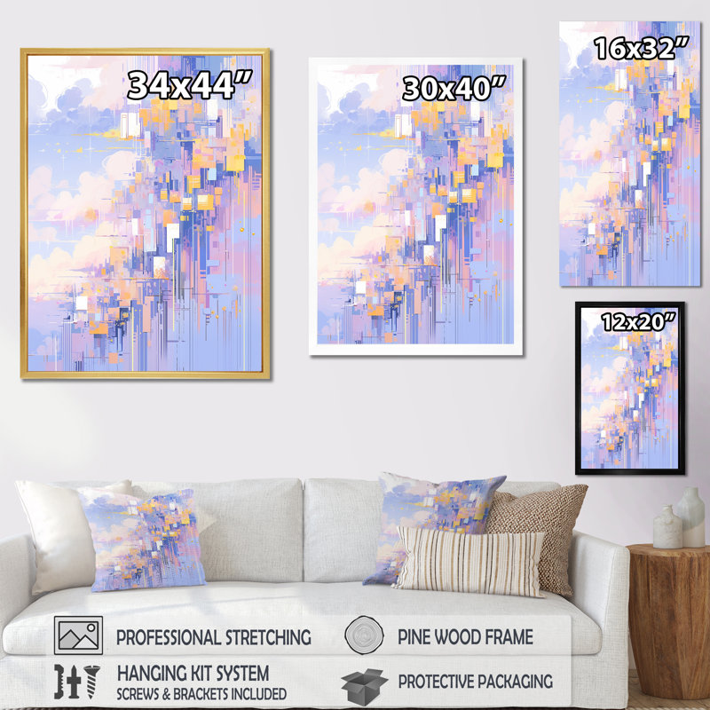 «Contemporary Lavender Bold Illumination», reproduction sur toile, H 20 po x l 12 po x P 1 po, Cadre flottant doré